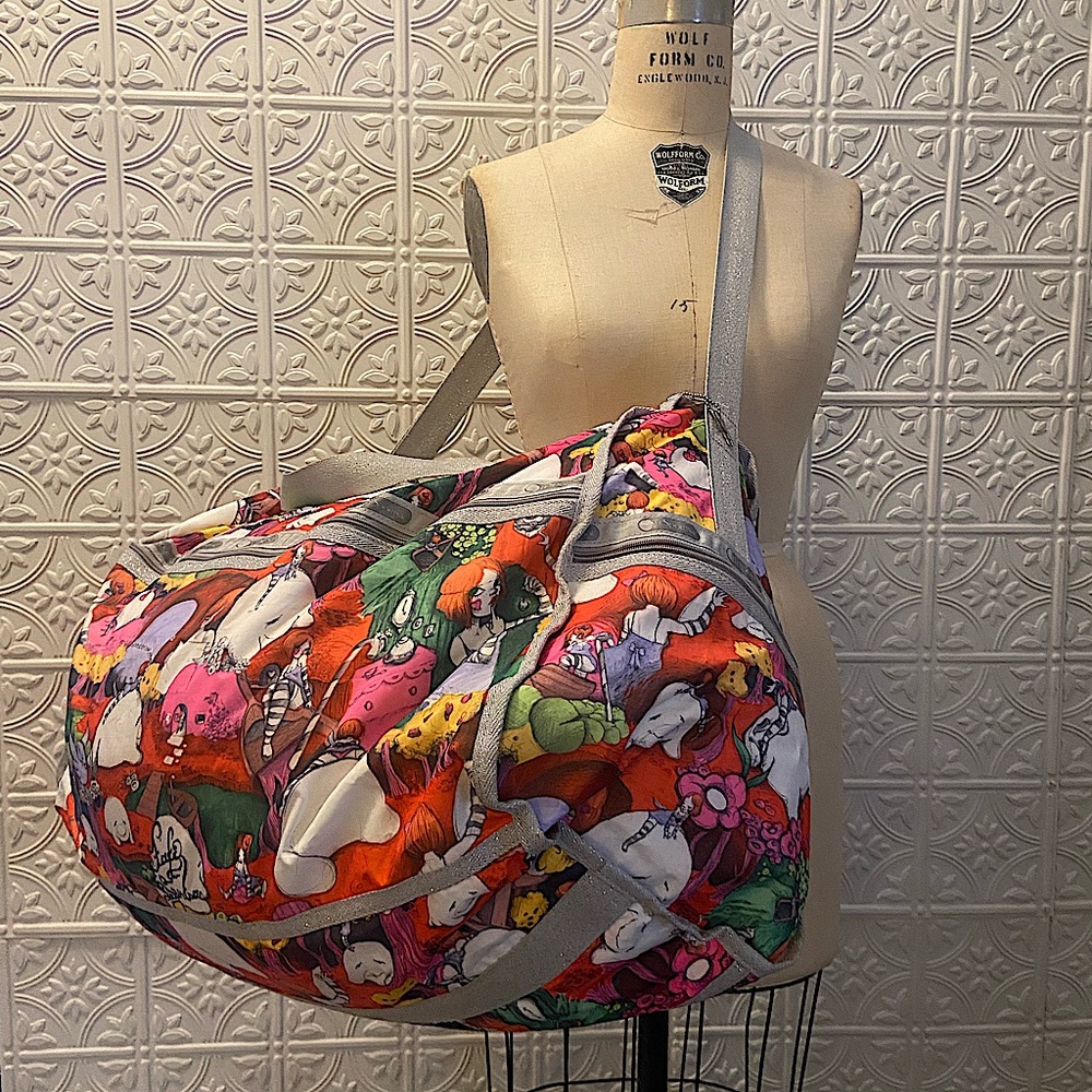 LeSportSac artist collaboration with Fafi, large weekender bag.